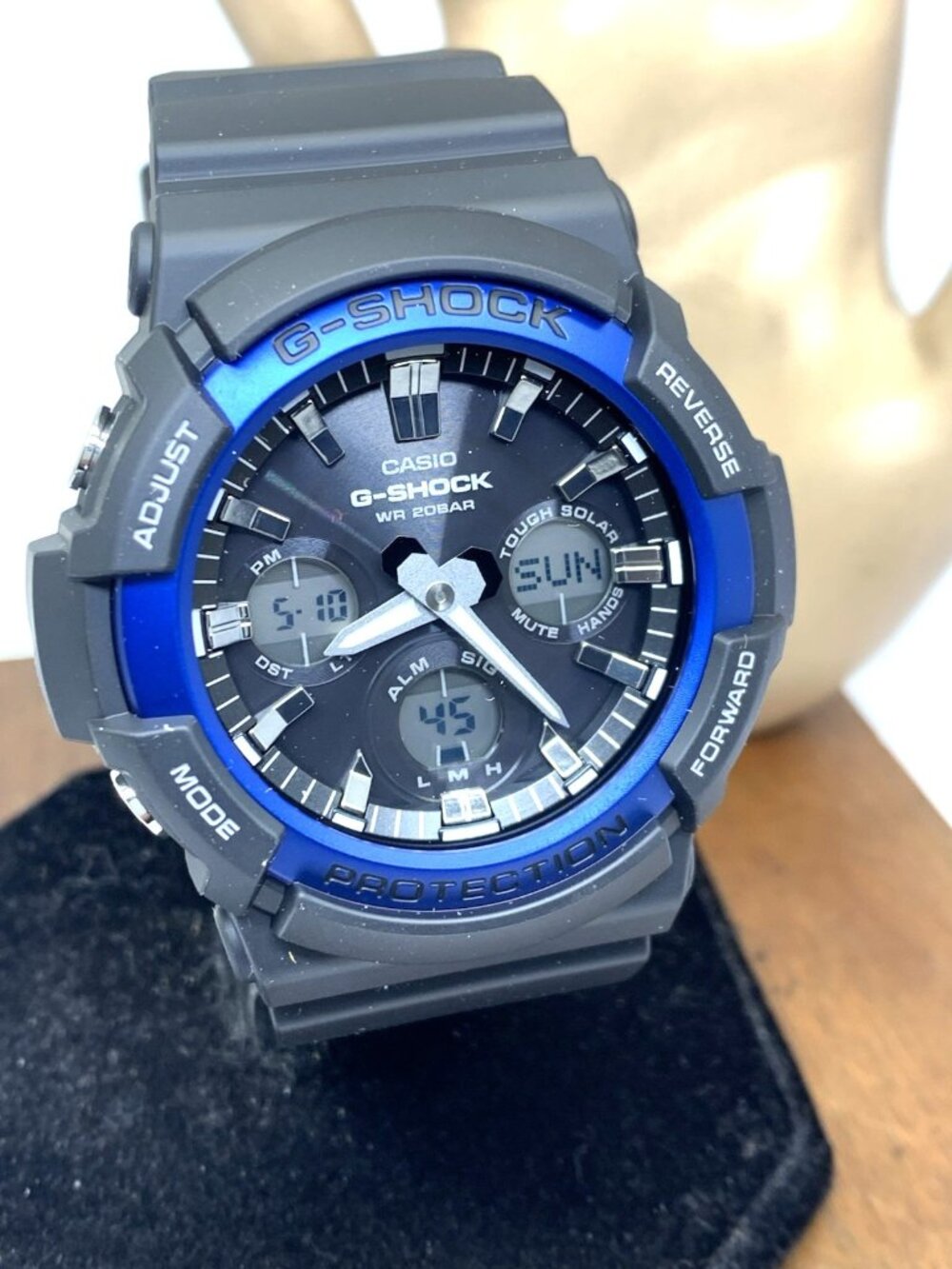 Casio Mens Watch G-Shock GAS100 Black Blue Resin Analog Digital Tough Solar 5445